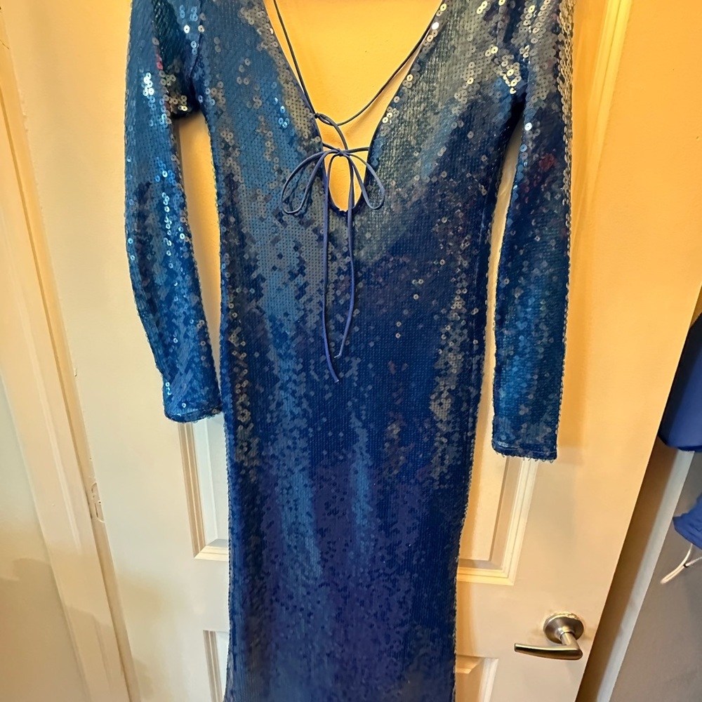 Bardot Sparkling Blue Long Sleeve Dress